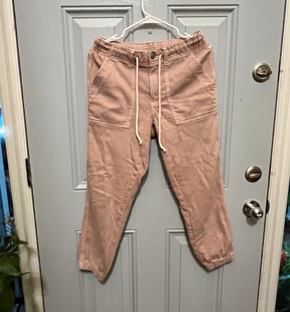American Eagle Women’s Denim Jogger Pants Size 6 Short Dusty Pink Utility Drawst